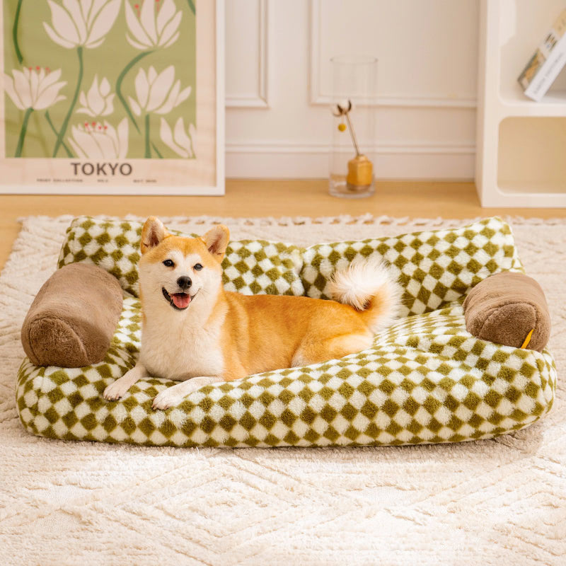 SnuggleScape Plush Retreat Kennel Bed